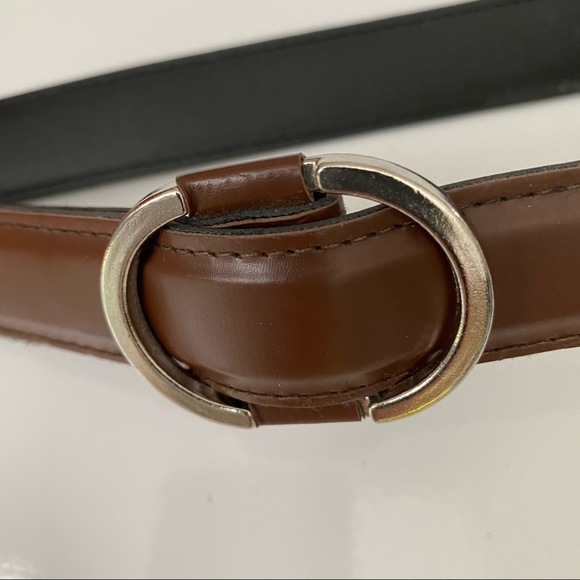 Brown Belt with Silver Oval Buckle - Picture 3 of 4